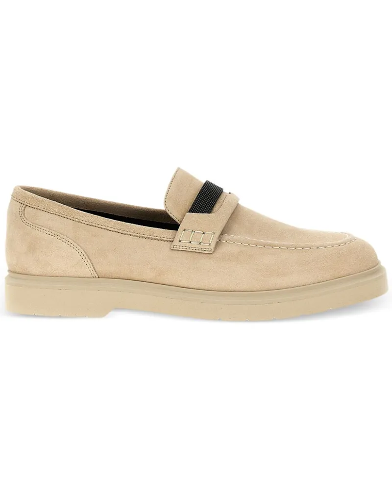 Brunello Cucinelli Loafer aus Wildleder mit Monili-Detail - Nude Nude