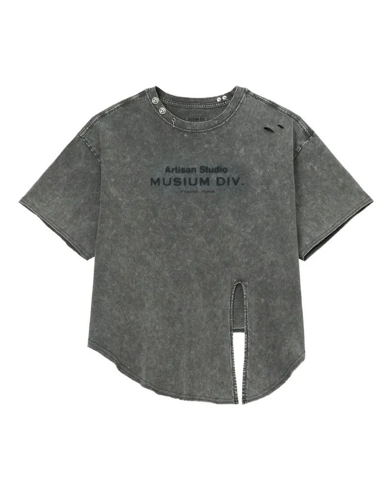 Musium Div. T-Shirt in Distressed-Optik - Grau Grau