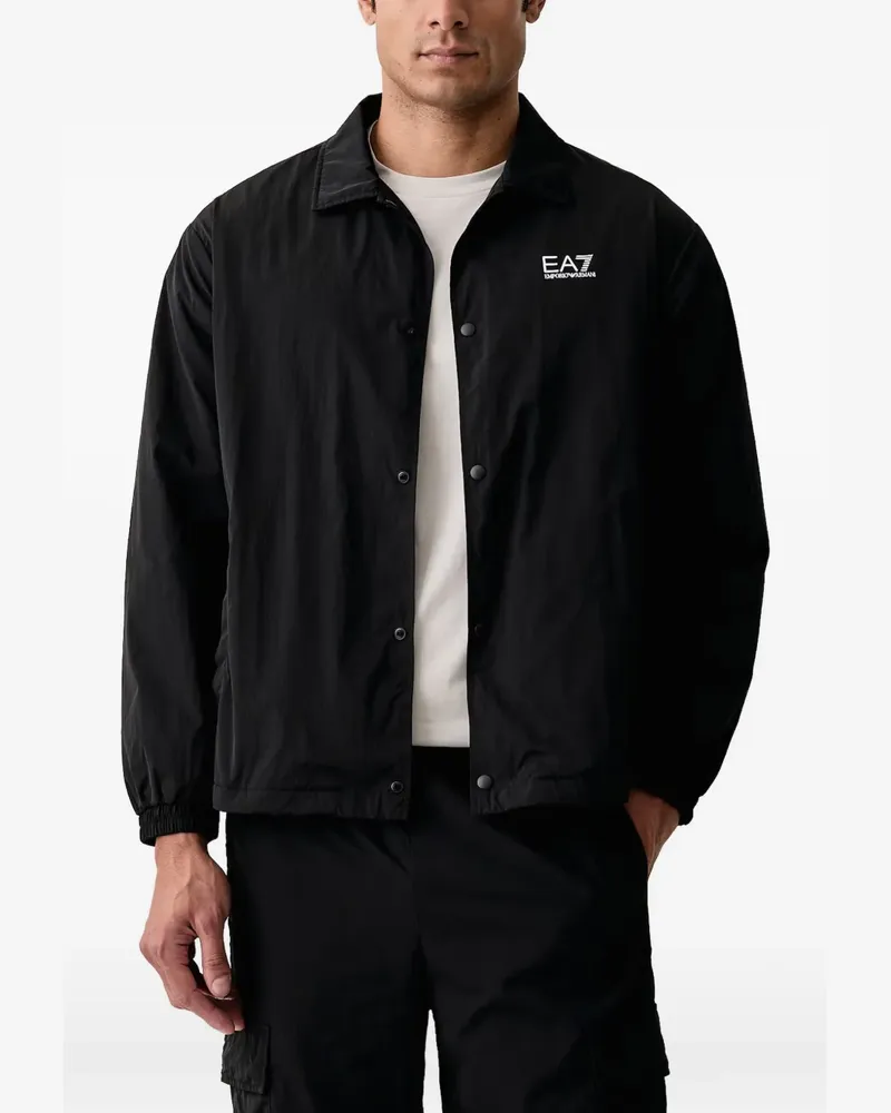 EA7 Logo-Print-Jacke mit Druckknöpfen - Schwarz Schwarz