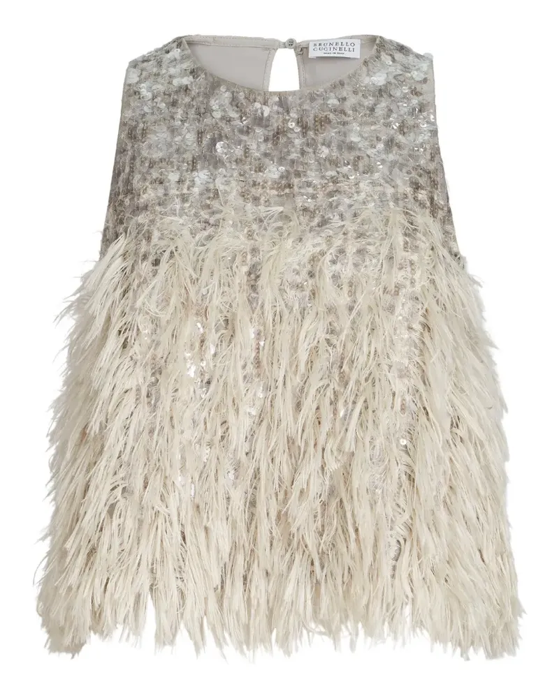 Brunello Cucinelli Oberteil mit Pailletten - Grau Grau