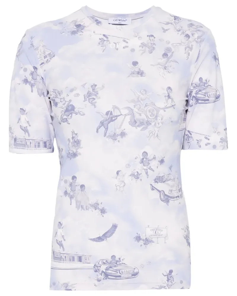 OFF-WHITE T-Shirt mit White Fresco-Print - Blau Blau