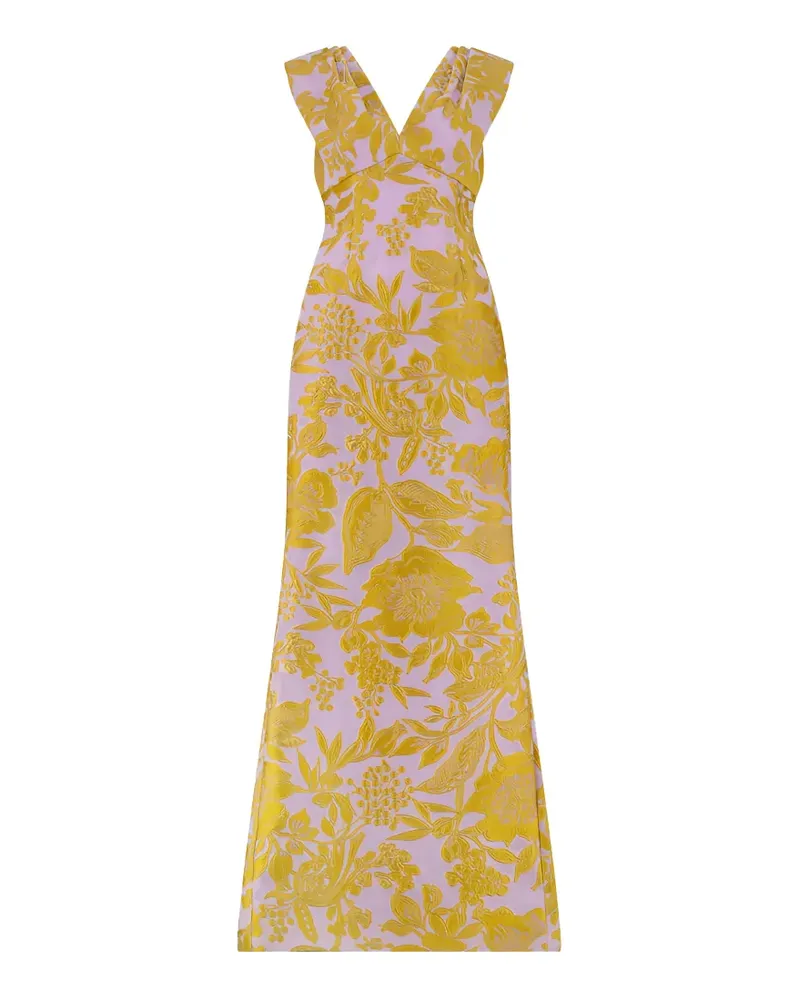 Lela Rose Maxikleid mit V-Ausschnitt - Rosa Rosa