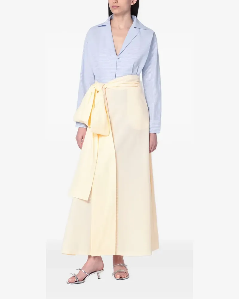 BERNADETTE Clarence Maxikleid mit Schleifendetail - Blau Blau