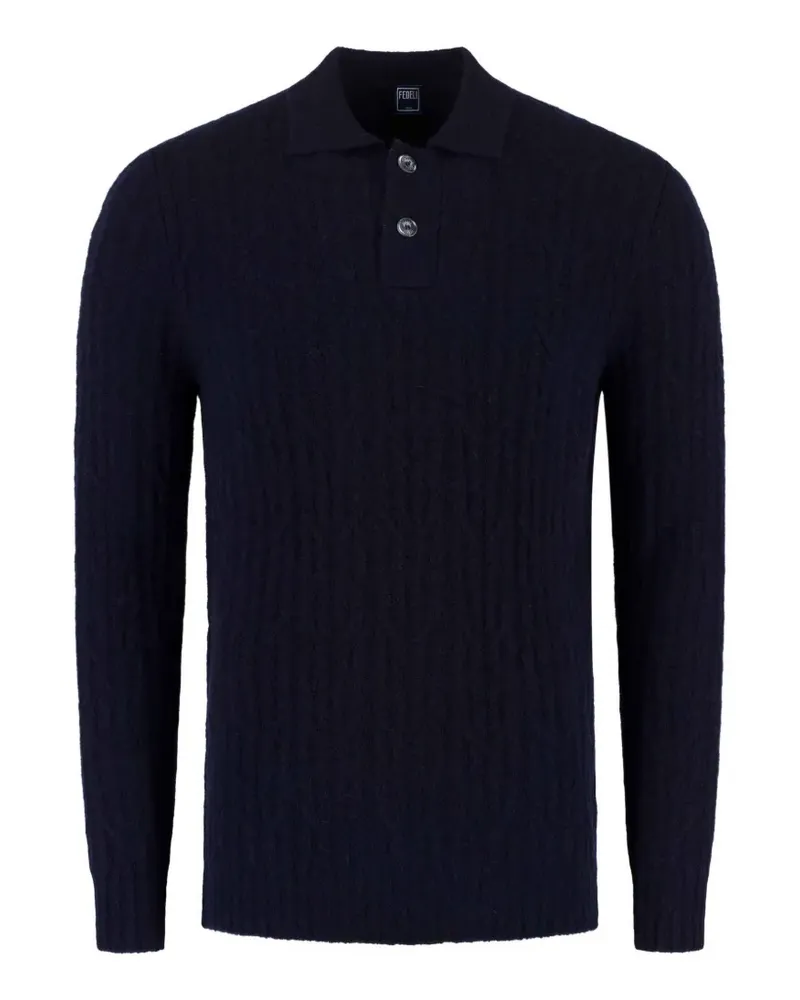 Fedeli cable-knit polo sweater - Blau Blau