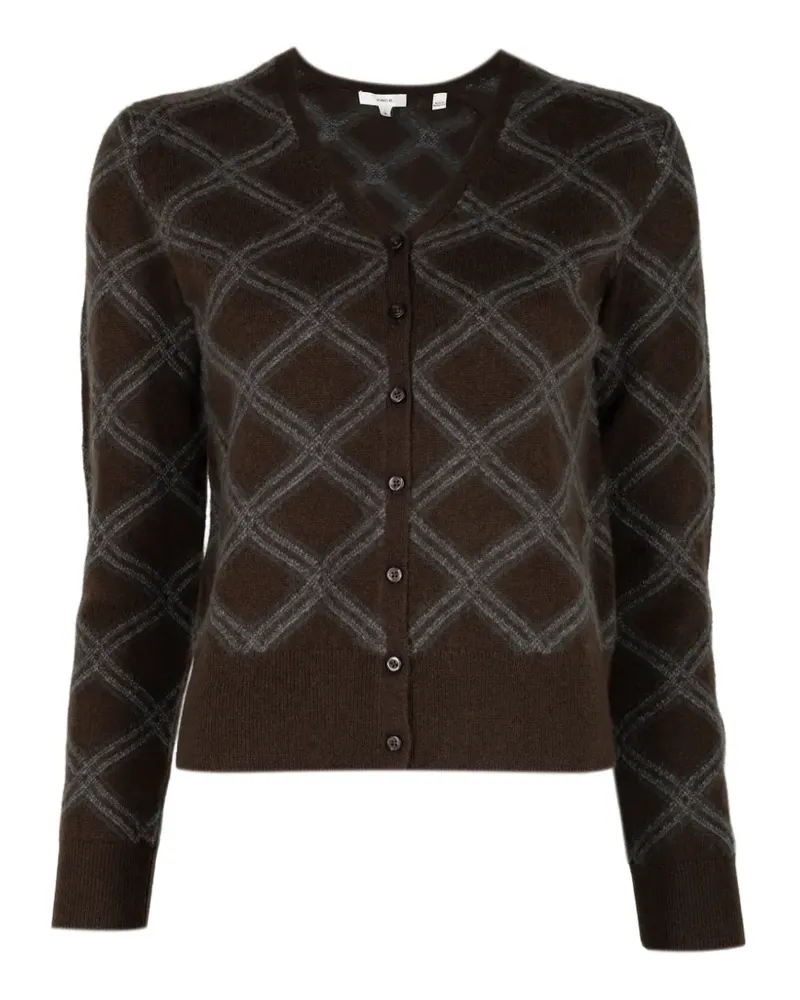 Vince diamond-plaid V-neck cardigan - Braun Braun