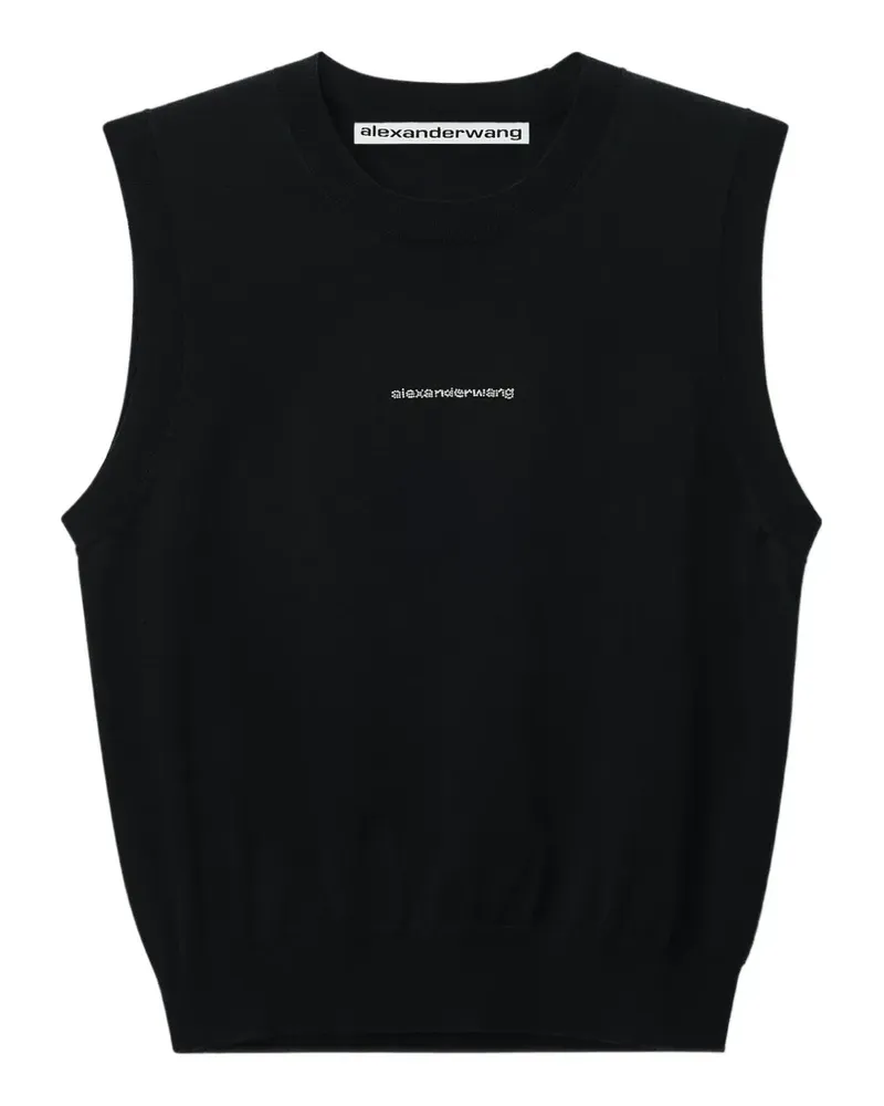 Alexander Wang crystal-logo tank top - Schwarz Schwarz