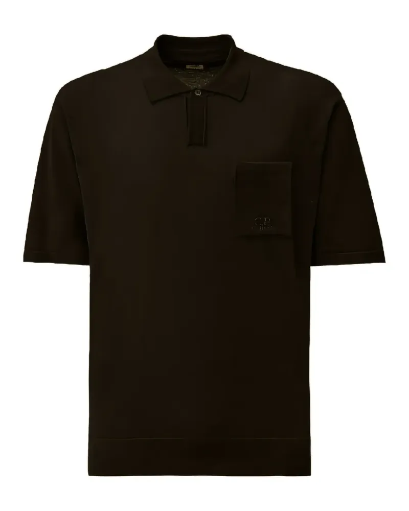 C.P. Company logo-embroidered chest-pocket polo shirt - Schwarz Schwarz