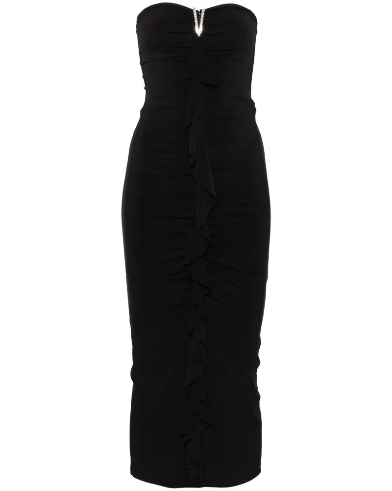 NISSA Midikleid mit Volants - Schwarz Schwarz