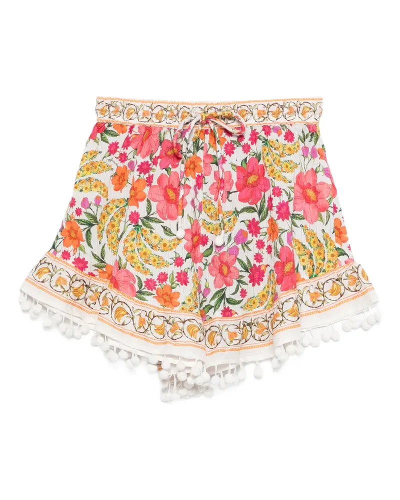 FARM Rio Bommelshorts mit Blumen-Print - Weiß Weiß