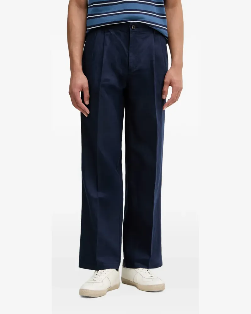Benetton Straight-Leg-Hose mit Falten - Blau Blau