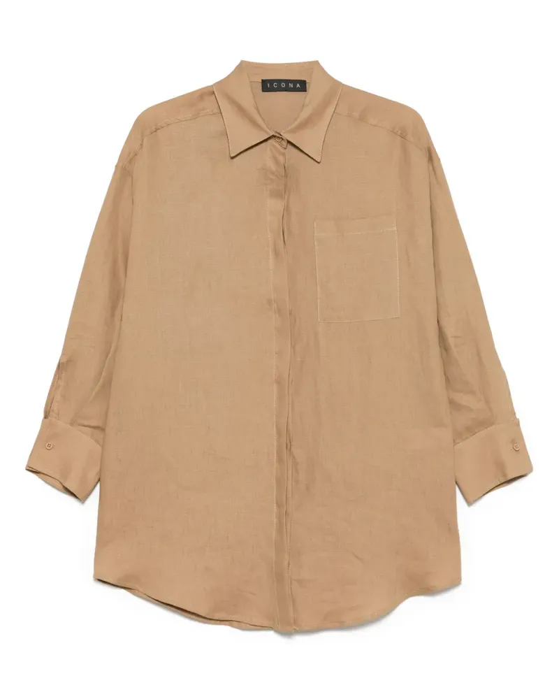 Kaos Hemd aus Leinen - Braun Braun