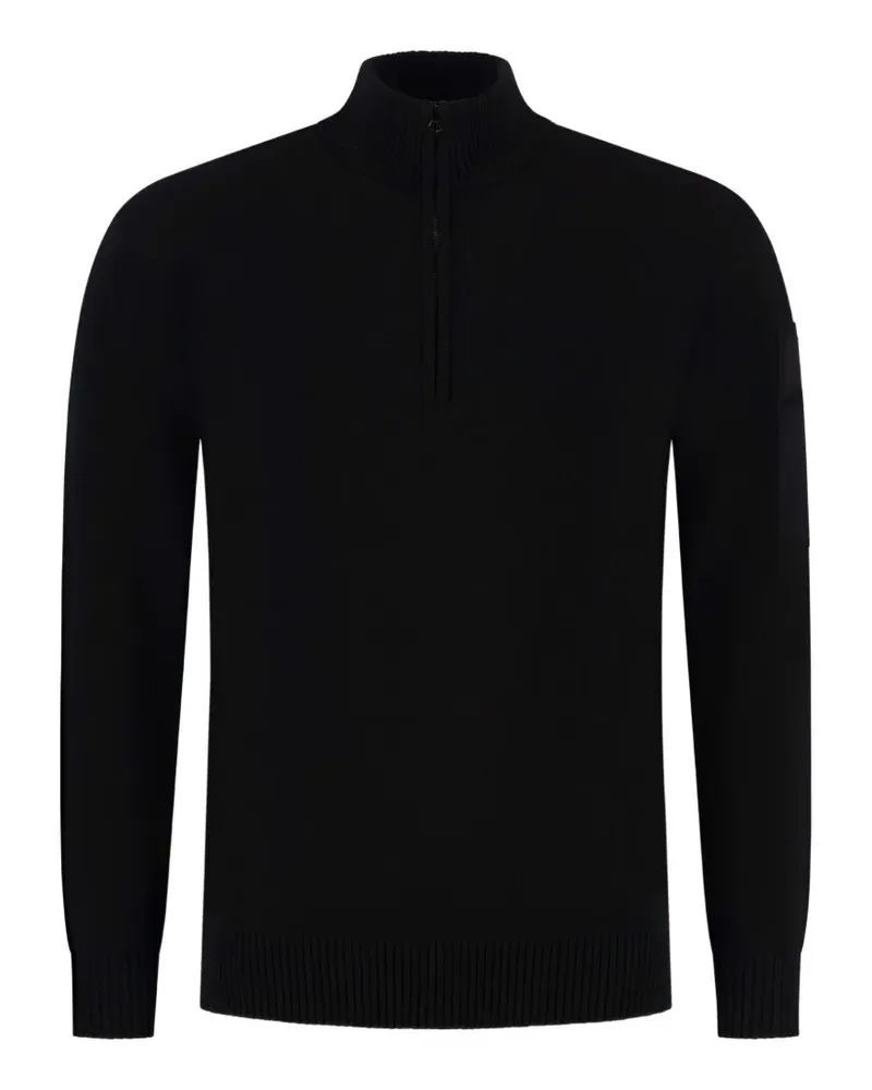 C.P. Company Sweatshirtjacke mit Logo-Patch - Schwarz Schwarz