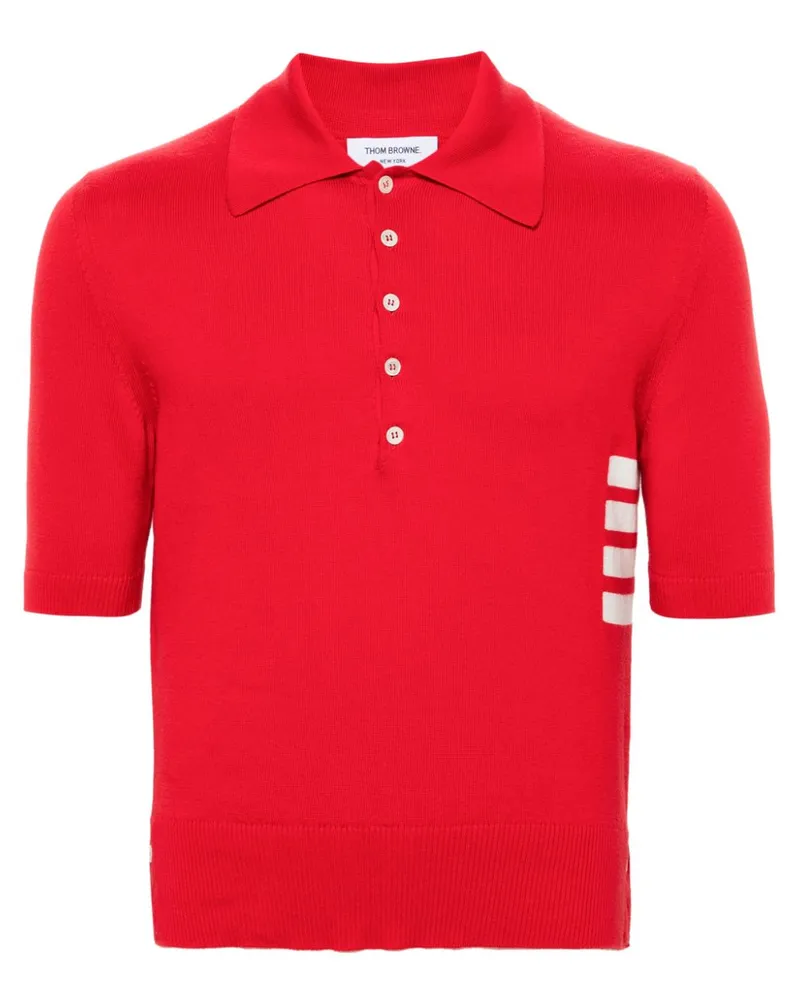 Thom Browne Gestricktes 4-Bar Poloshirt - Rot Rot
