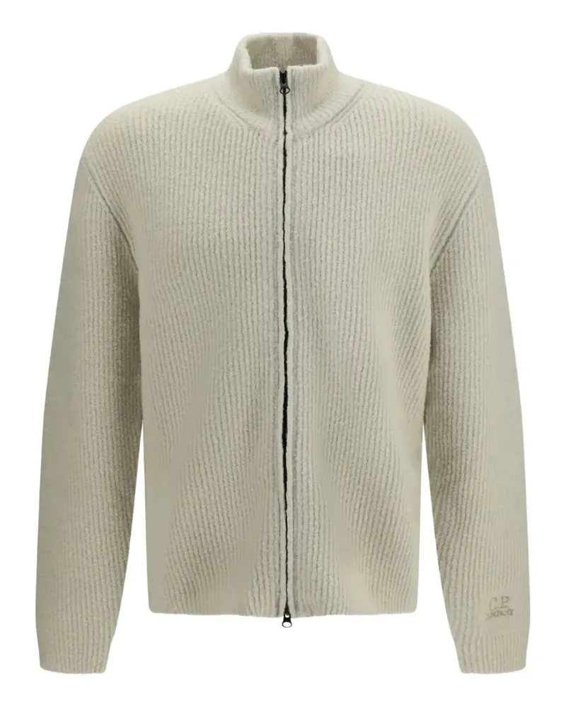 C.P. Company Bouclè felted yarn zip logo cardigan - Silber Silber