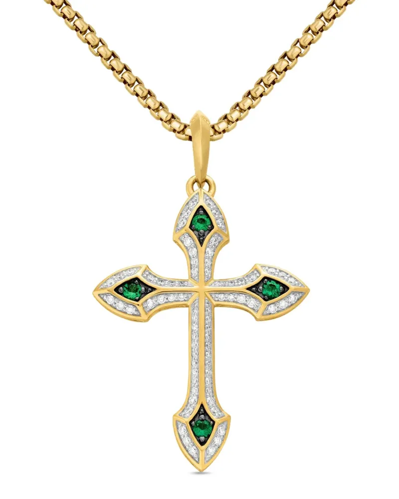 David Yurman 18kt Gothic Cross Gelbgoldamulett mit Diamant 36,5mm Gold