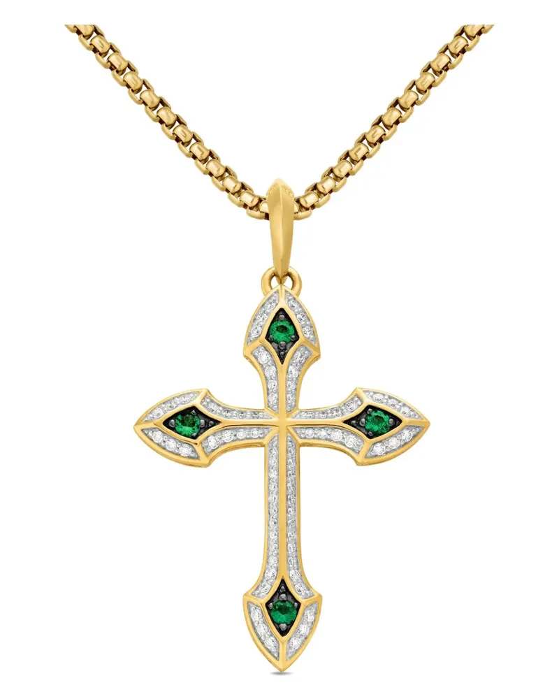 David Yurman 18kt Gothic Cross Gelbgoldamulett mit Diamant 36,5mm Gold