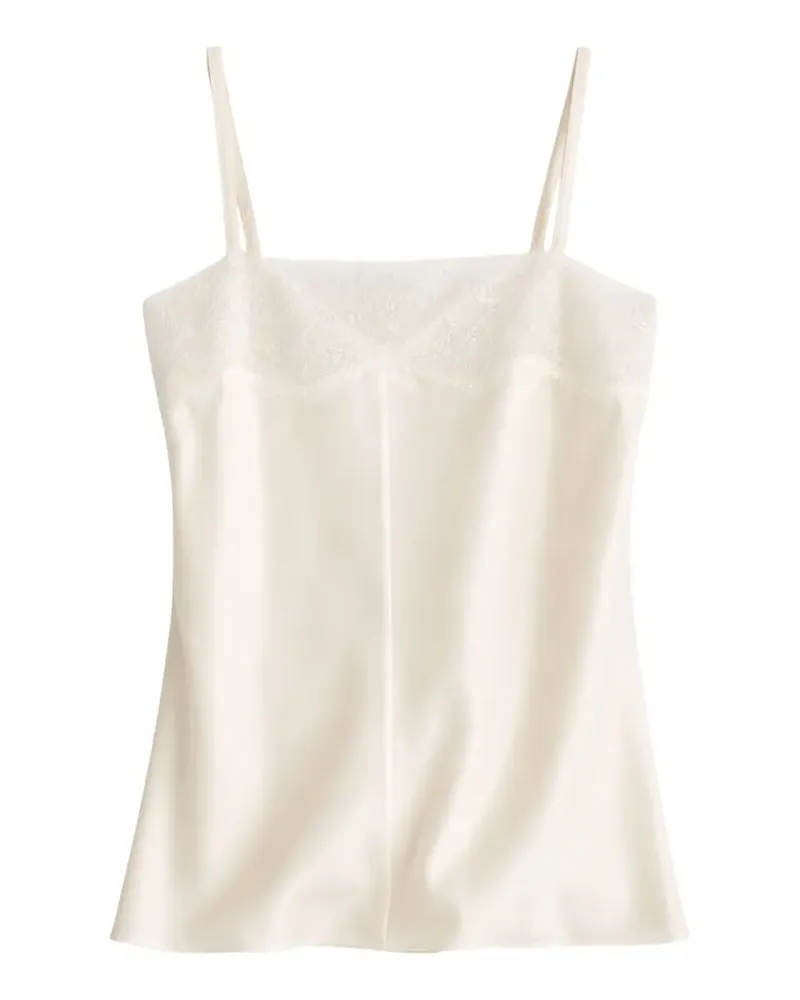 Carven lace-trimmed silk top - Nude Nude