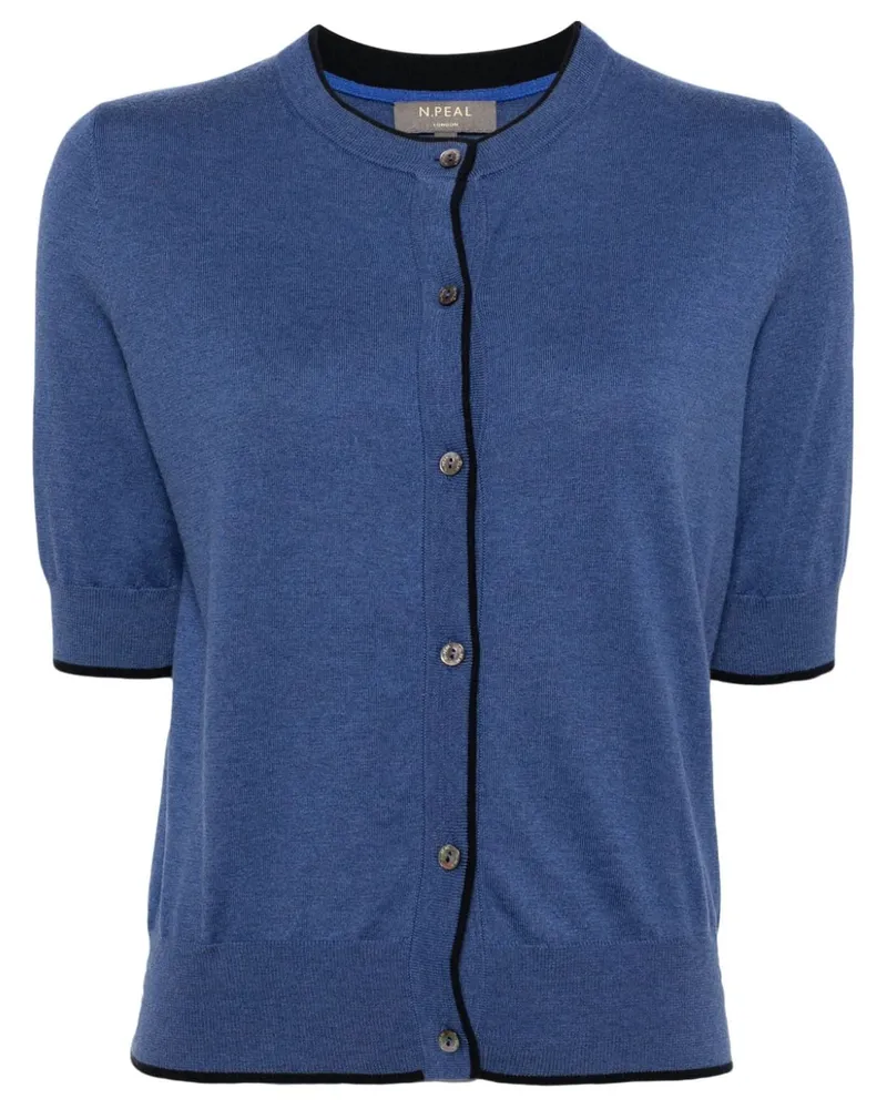 N.Peal Cardigan mit Kontrastdetails - Blau Blau
