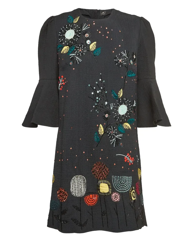 Elisabetta Franchi Kleid mit Blumenstickerei - Schwarz Schwarz