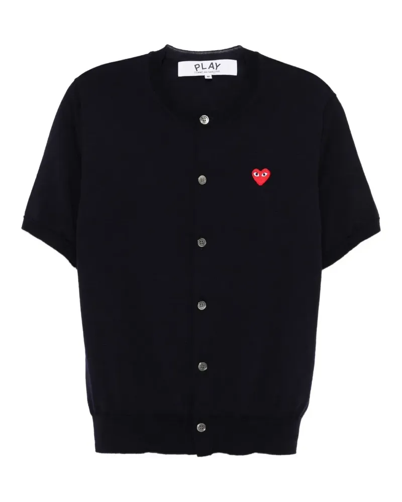 Comme des Garçons heart-patch short-sleeve cardigan - Blau Blau