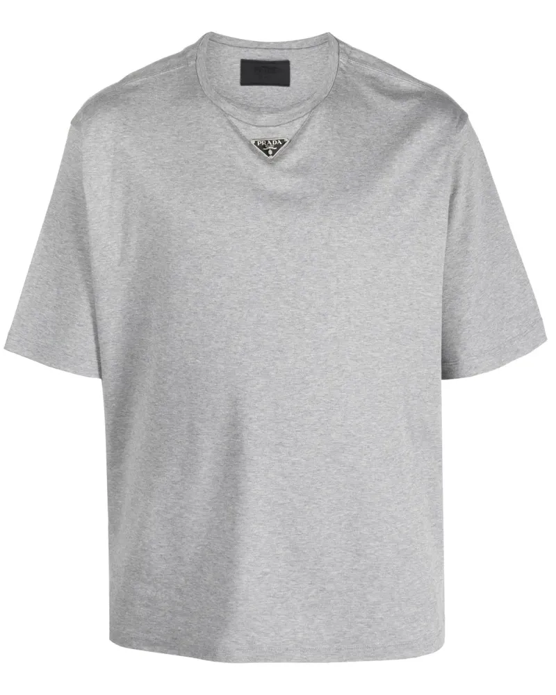 Prada T-Shirt mit Triangel-Logo - Grau Grau