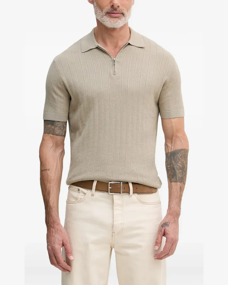 Armani Exchange Geripptes Poloshirt mit Reißverschluss - Nude Nude