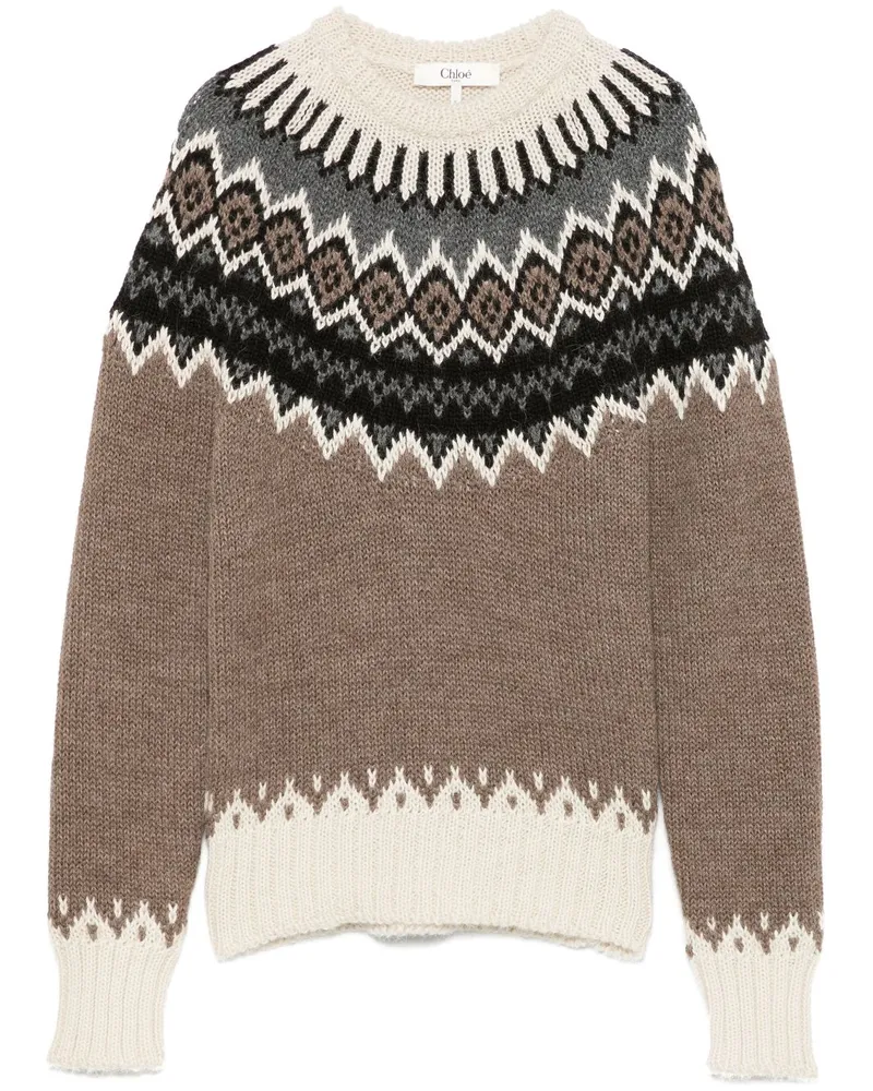 Chloé Fair-Isle-Pullover mit Stehkragen - Braun Braun