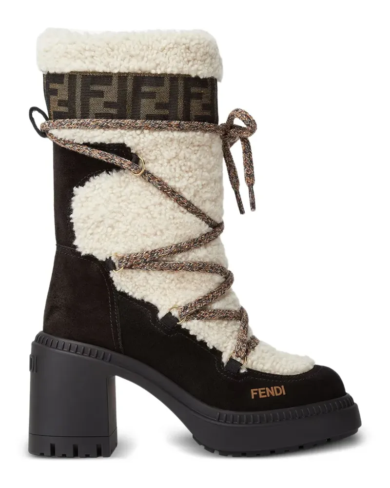 Fendi Apres Chic logo shearling boots - Weiß Weiß