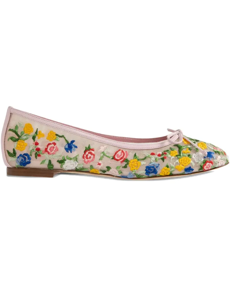 Manolo Blahnik Ballerinas mit Blumenstickerei - Rosa Rosa