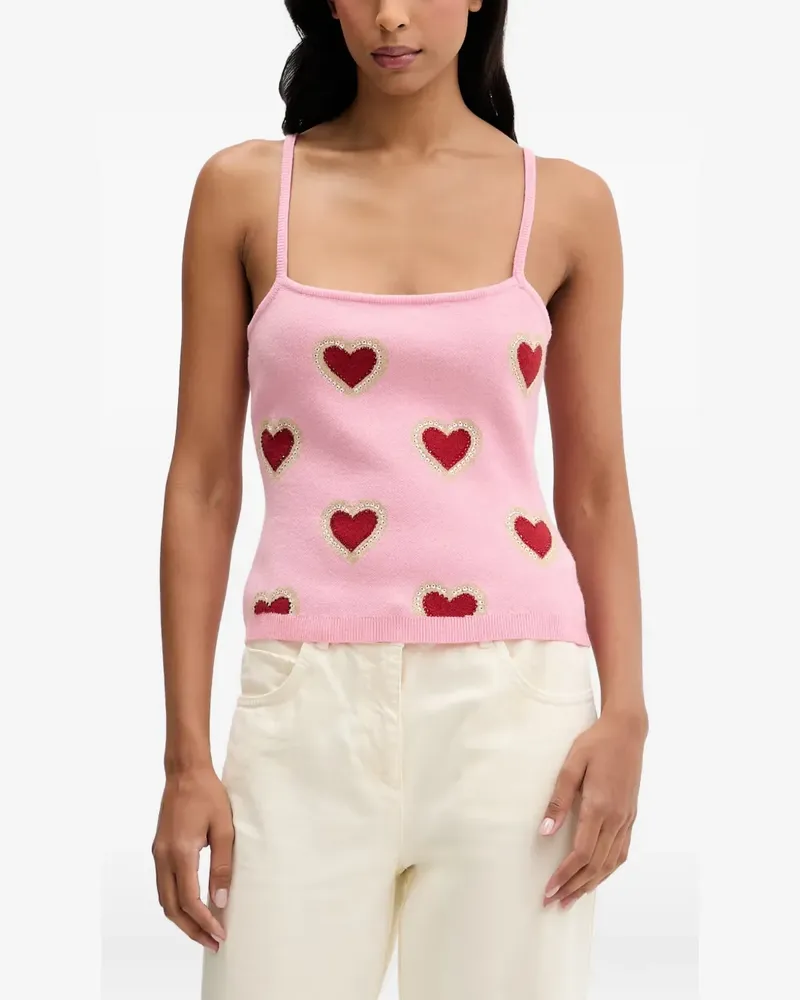 Never Fully Dressed Oberteil mit Herzmotiv - Rosa Rosa