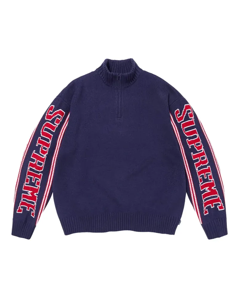 Supreme Being Pullover mit Jacquardärmeln und kurzem Reißverschluss - Blau Blau