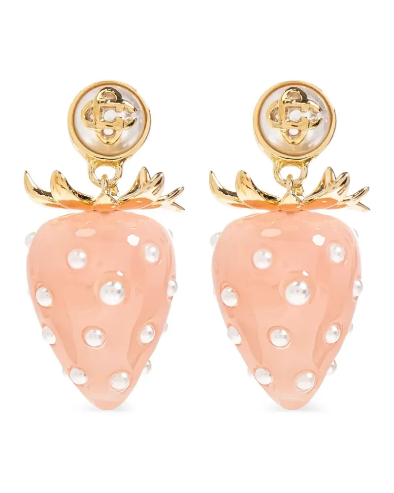 Casablanca Paris Perlenohrringe mit Erdbeermotiv - Rosa Rosa