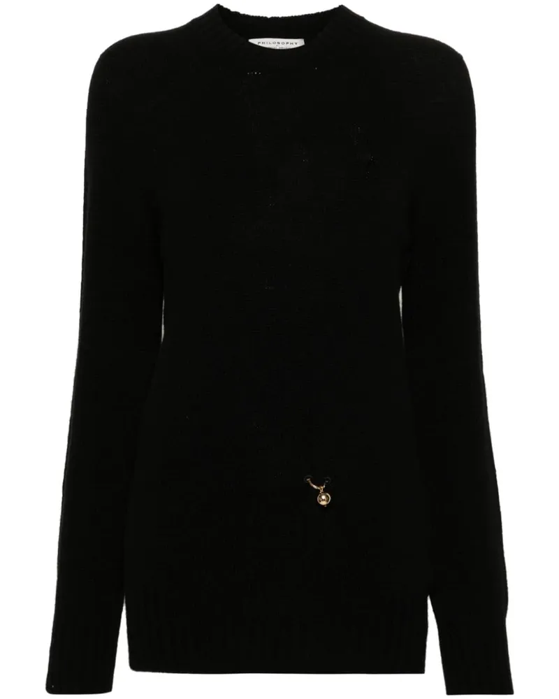 Philosophy Di Lorenzo Serafini Pullover mit Piercing Schwarz