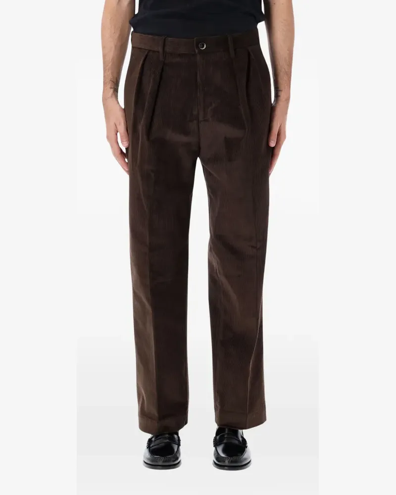 nine:inthe:morning pleated corduroy trousers - Braun Braun