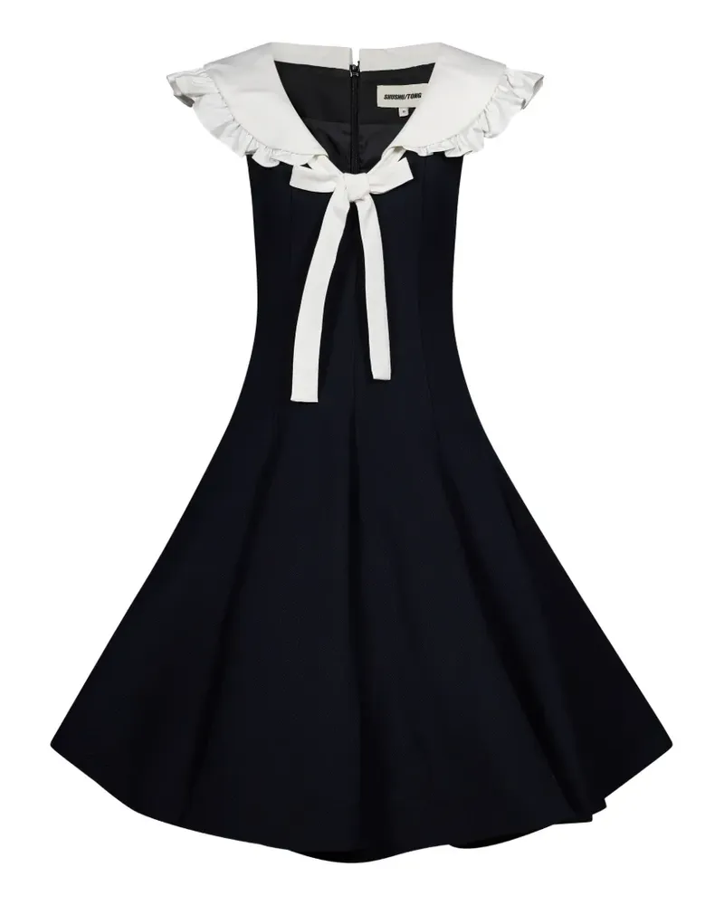 SHUSHU/TONG Gerüschtes Kleid mit Schleife - Blau Blau