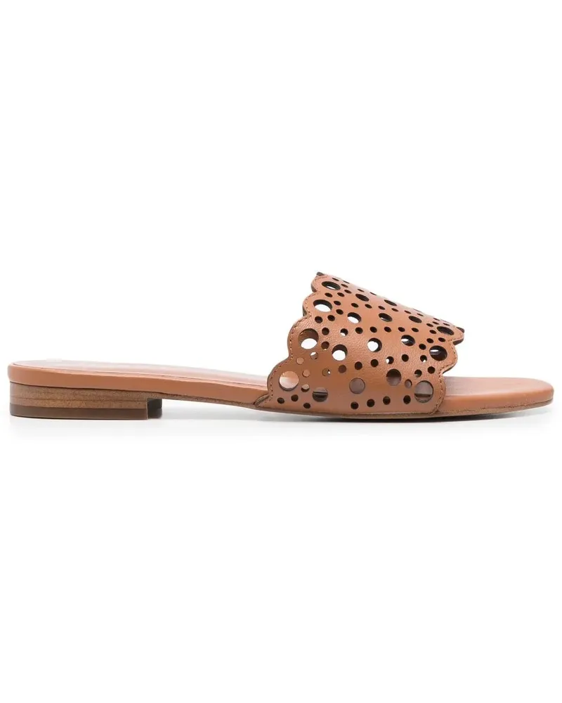 Twin-Set Flache Pantoletten - Braun Braun