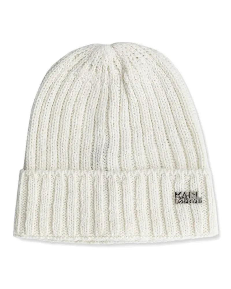 Karl Lagerfeld Set aus gerippter Beanie und Schal - Nude Nude