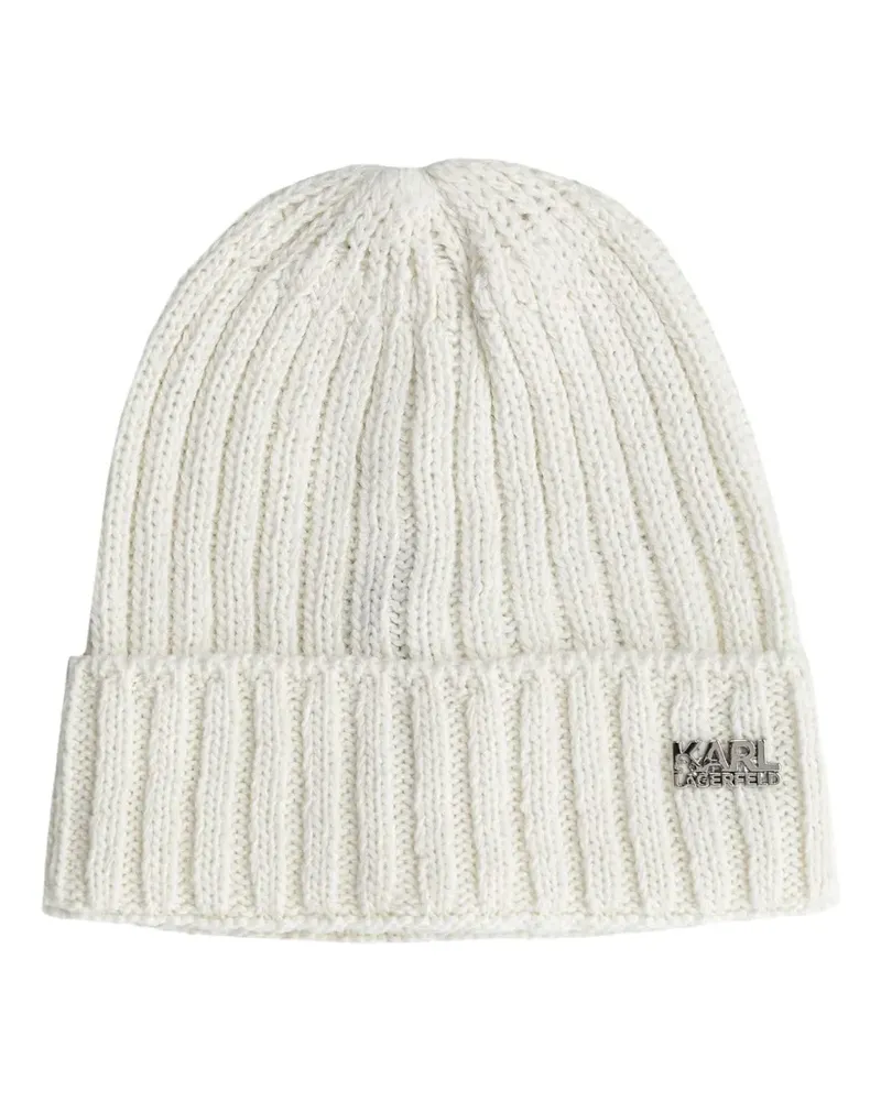 Karl Lagerfeld Set aus gerippter Beanie und Schal - Nude Nude