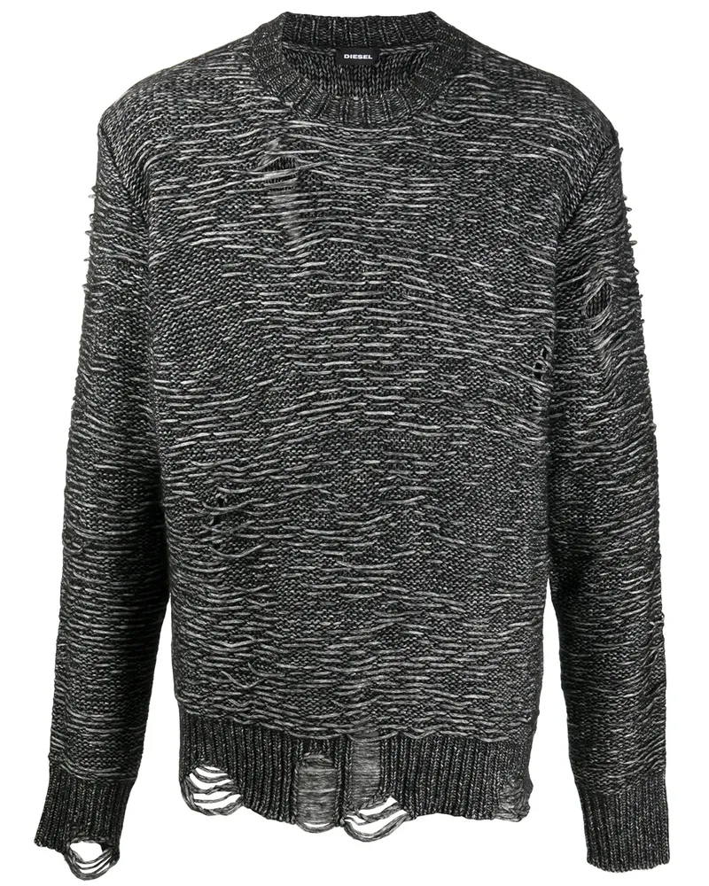 Diesel Pullover in Distressed-Optik - Schwarz Schwarz
