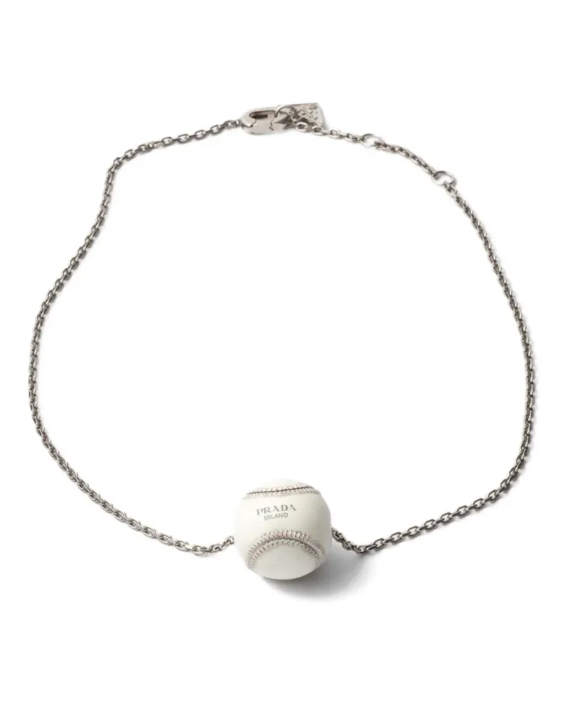 Prada Halskette mit Baseball-Anhänger - Weiß Weiß