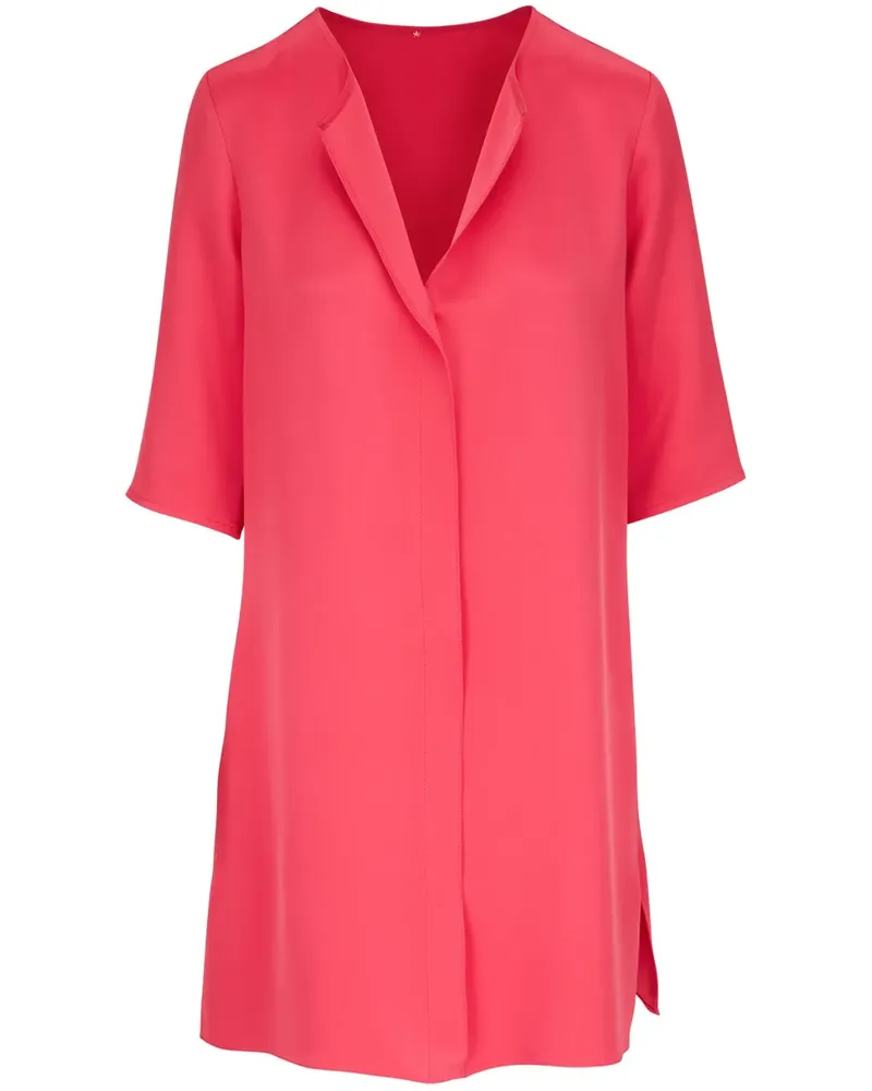 Peter Cohen Seidenkleid mit V-Ausschnitt - Rosa Rosa