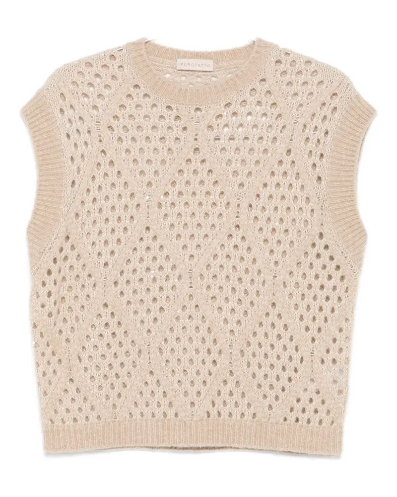 Purotatto cropped textured vest - Nude Nude