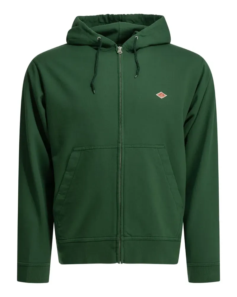 Danton logo-patch zip-up hoodie - Grün Grün