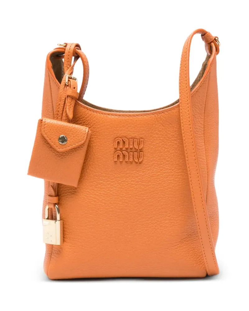 Miu Miu padlock-charm leather cross body bag - Orange Orange