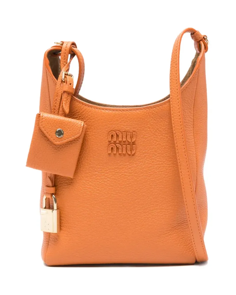 Miu Miu padlock-charm leather cross body bag - Orange Orange