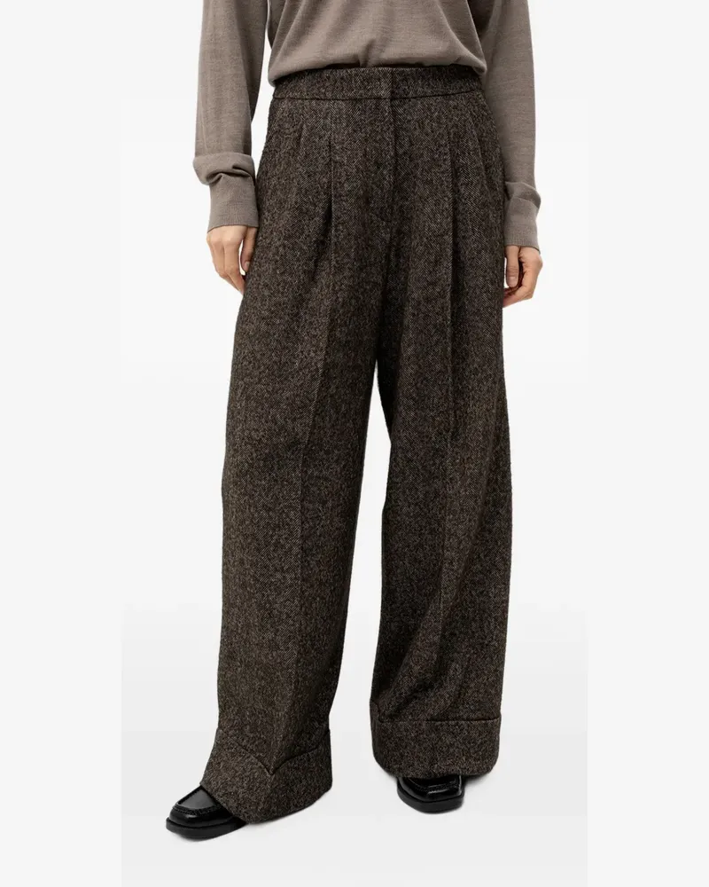 HUGO BOSS Weite Hose mit Fischgrätenmuster - Braun Braun