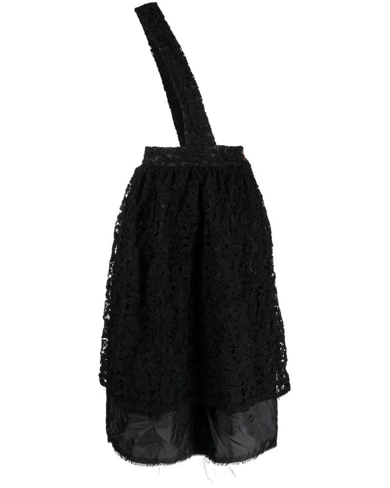 Comme des Garçons Rock mit Falten - Schwarz Schwarz