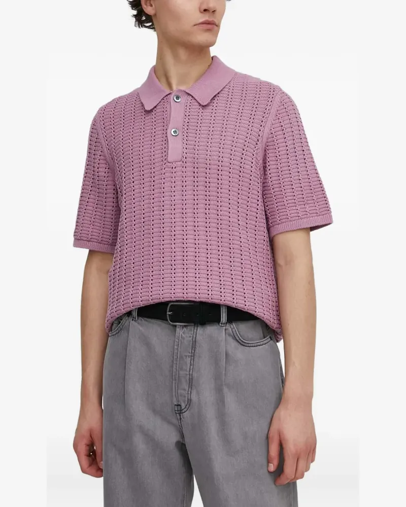 Samsøe & Samsøe Poloshirt mit Lochstrickmuster - Rosa Rosa