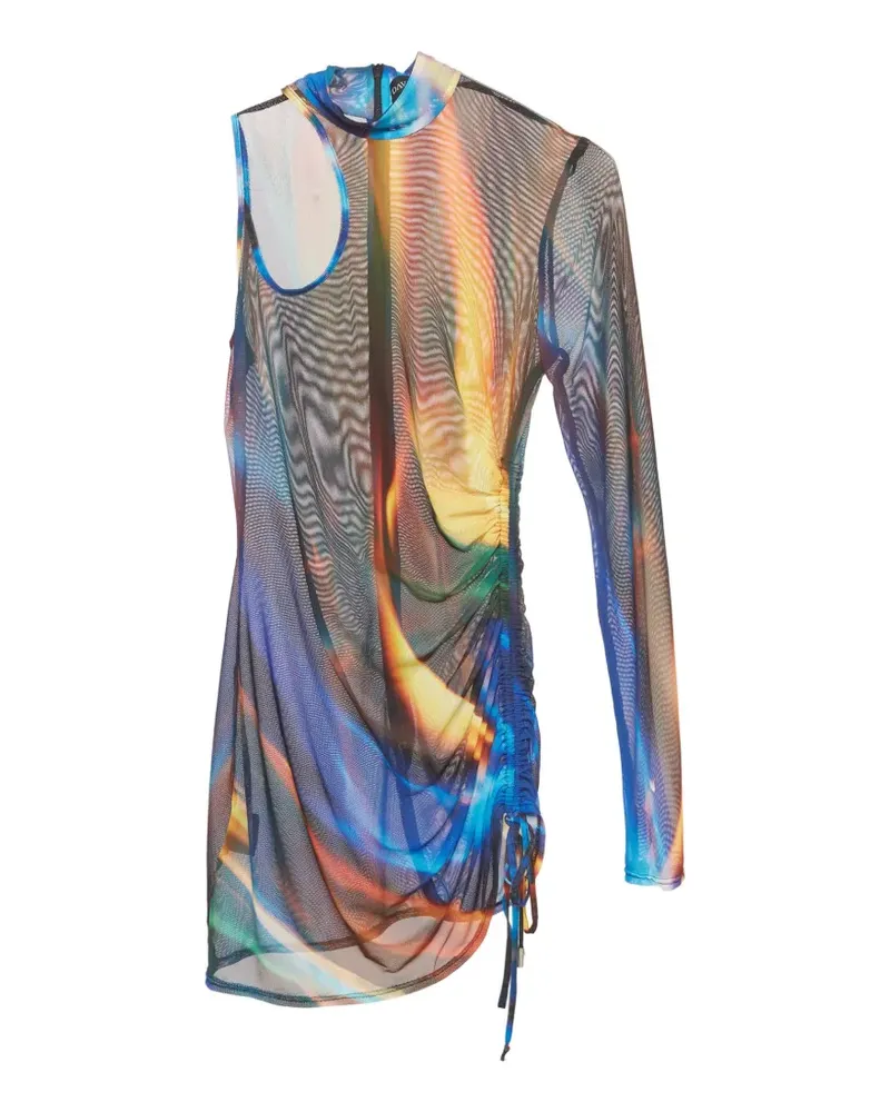 David Koma Minikleid mit Flammen-Print - Blau Blau