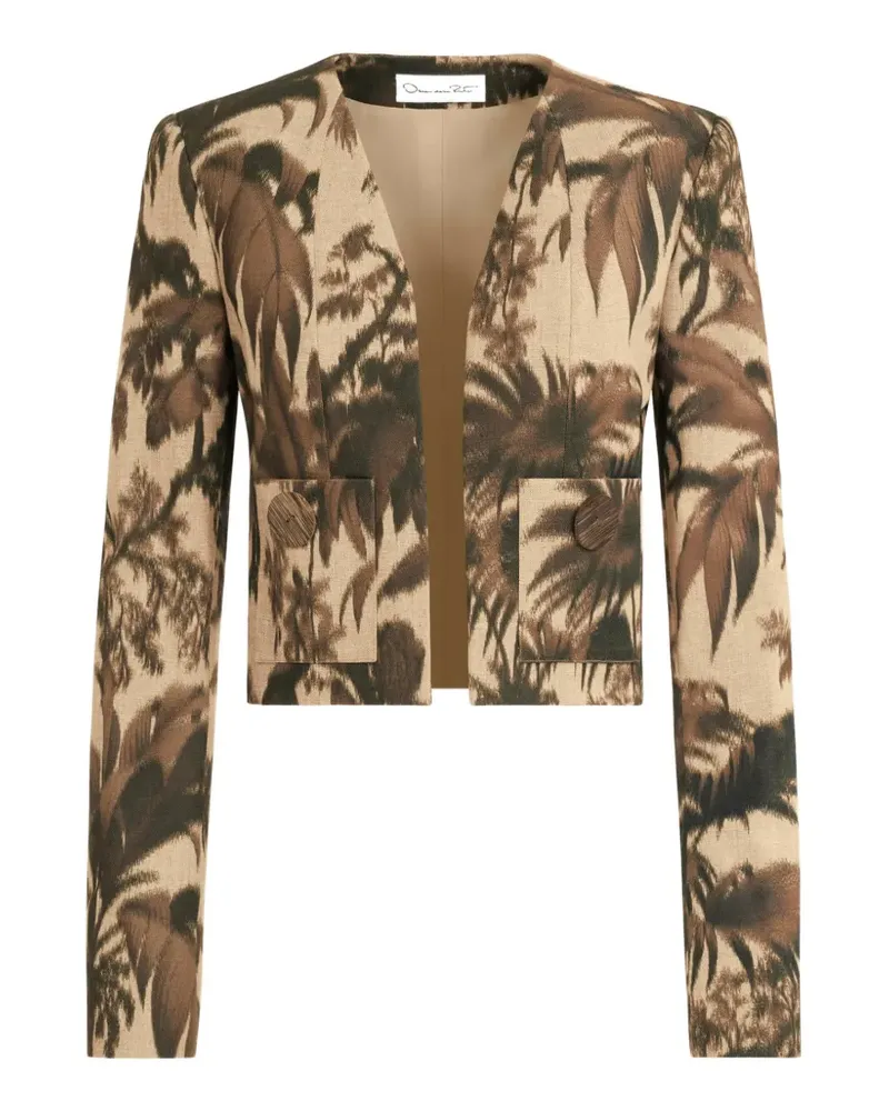 Oscar de la Renta Chiné-Jacke mit Palmblättern - Nude Nude
